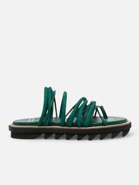 SACAI Japan Asymmetrical Hybrid Padded Tube Sandals Green Platform Sandals 7 37